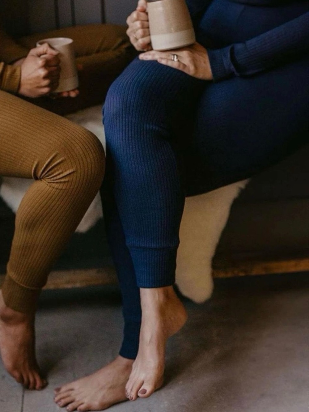 The Simple Folk Organic Cotton Ribbed Thermal Leggings Navy Size 10 Fits Smaller